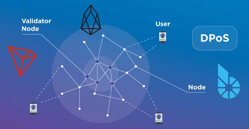 ارتباط کاربران و نودها در یک شبکه مثل ترون با مکانیزم اجماع DPoS.