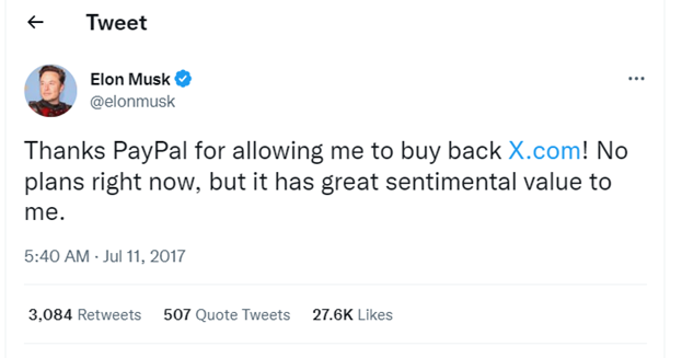 توییت ایلان ماسک درمورد علت خرید مجدد دامنه X.com