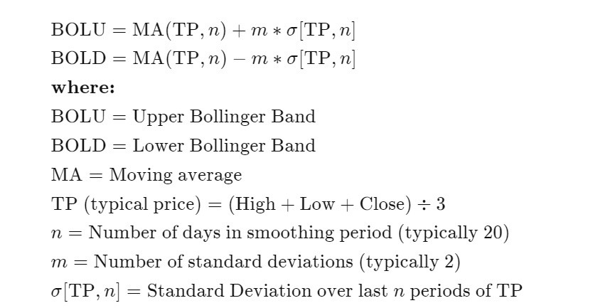 فرمول محاسبه اندیکاتور باند بولینگر