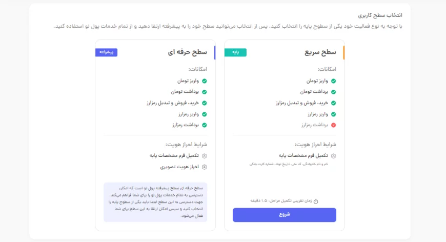 سطوح کاربری صرافی پول نو